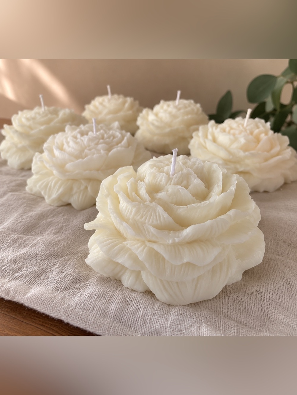 Handcrafted Cream Floral Rose Candle - Home Accents